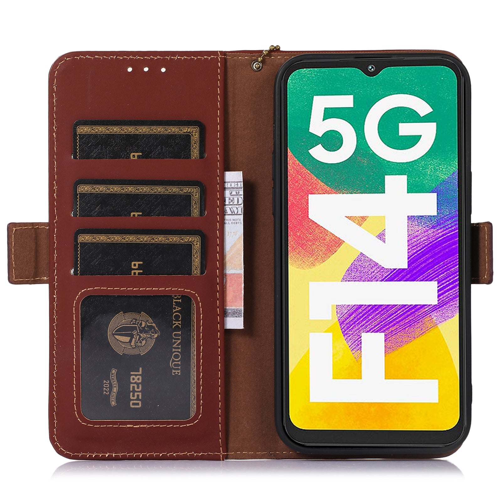 For Samsung Galaxy F14 5G RFID Blocking Phone Cover Genuine Cow Leather Wallet Stand Smartphone Case For Samsung Galaxy F14 5G RFID Blocking Phone Cover Genuine Cow Leather Wallet Stand Smartphone Case